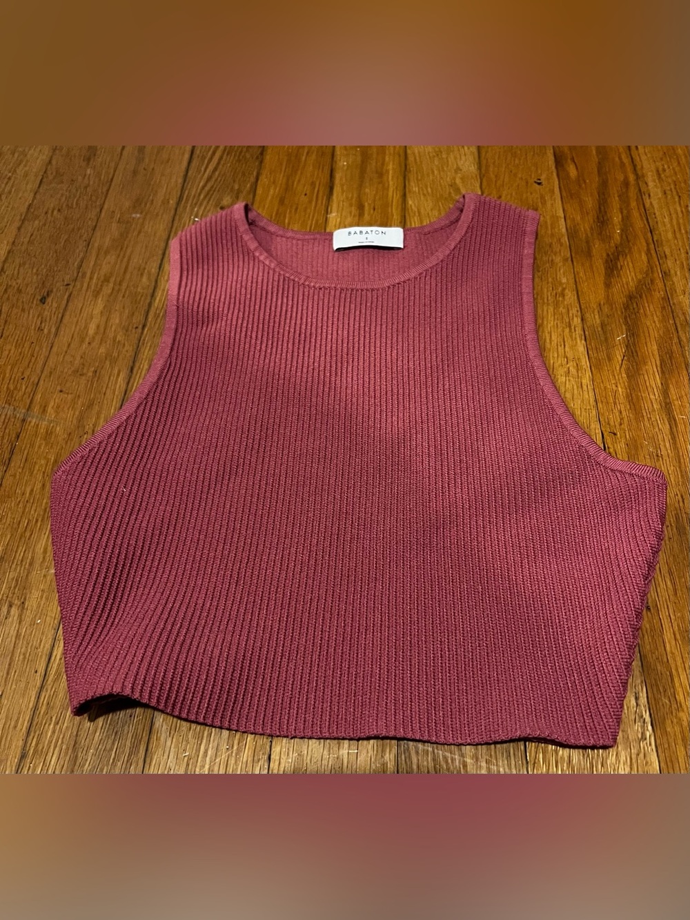 Babaton Ribbed Crewneck Tank in Dusty Rose